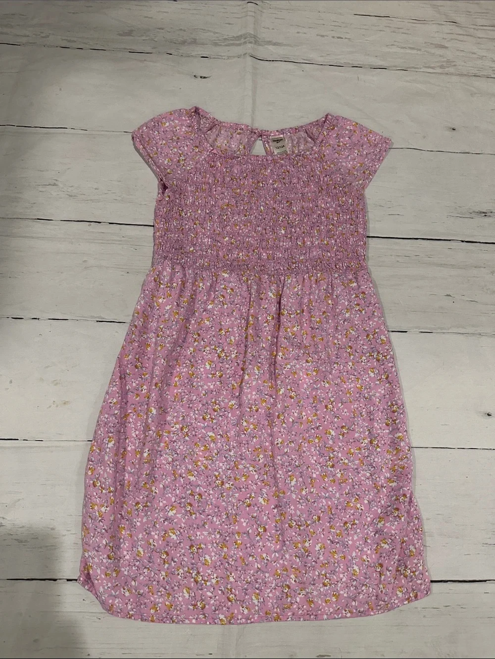 OshKosh B'gosh Pink Floral Smocked Cap-Sleeve Dress 12 girls